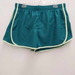 Women's Teal Athletic Shorts with Cream Accents